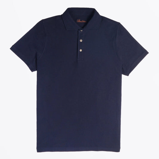 - Sporty Mesh Textured Polo Shirt - Navy