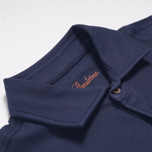 - Sporty Mesh Textured Polo Shirt - Navy