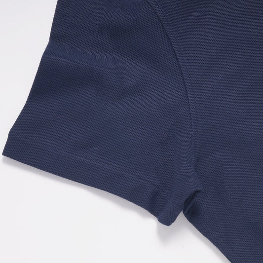 - Sporty Mesh Textured Polo Shirt - Navy