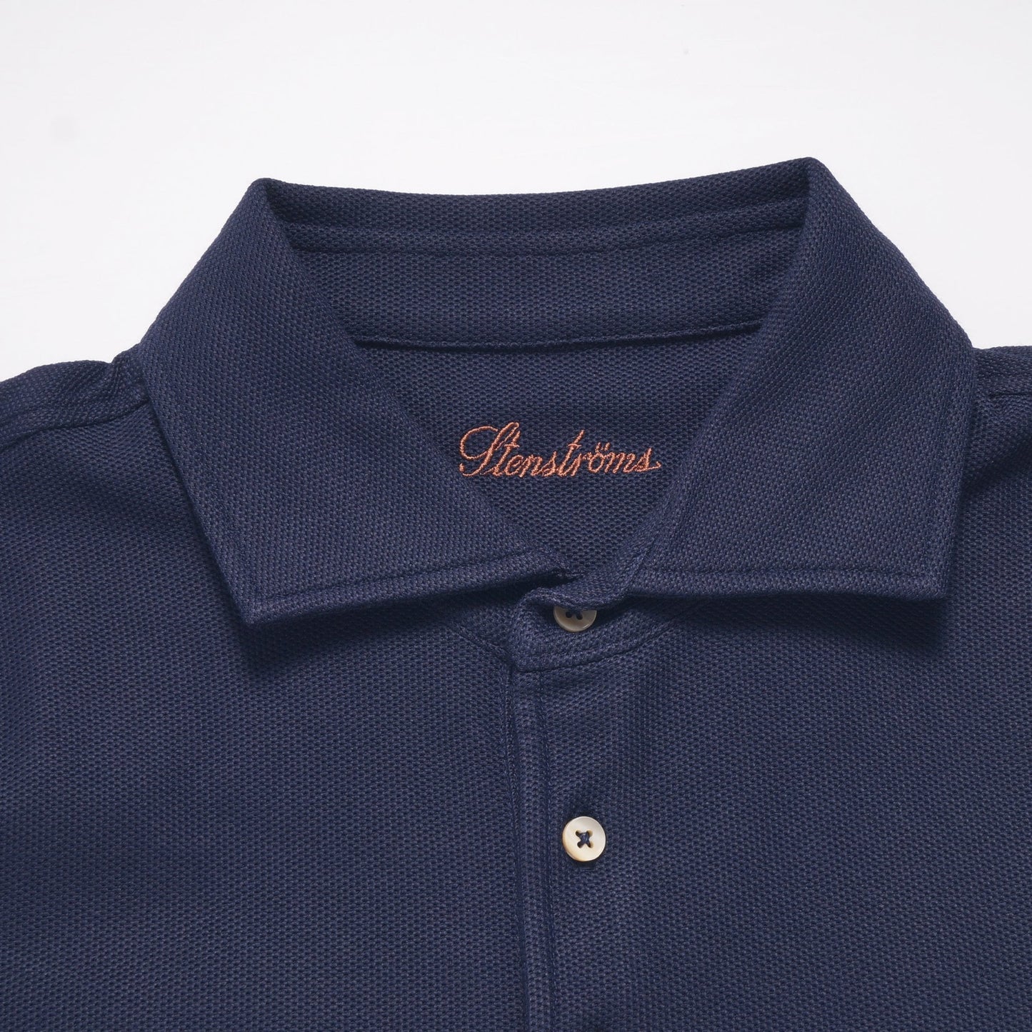 - Sporty Mesh Textured Polo Shirt - Navy