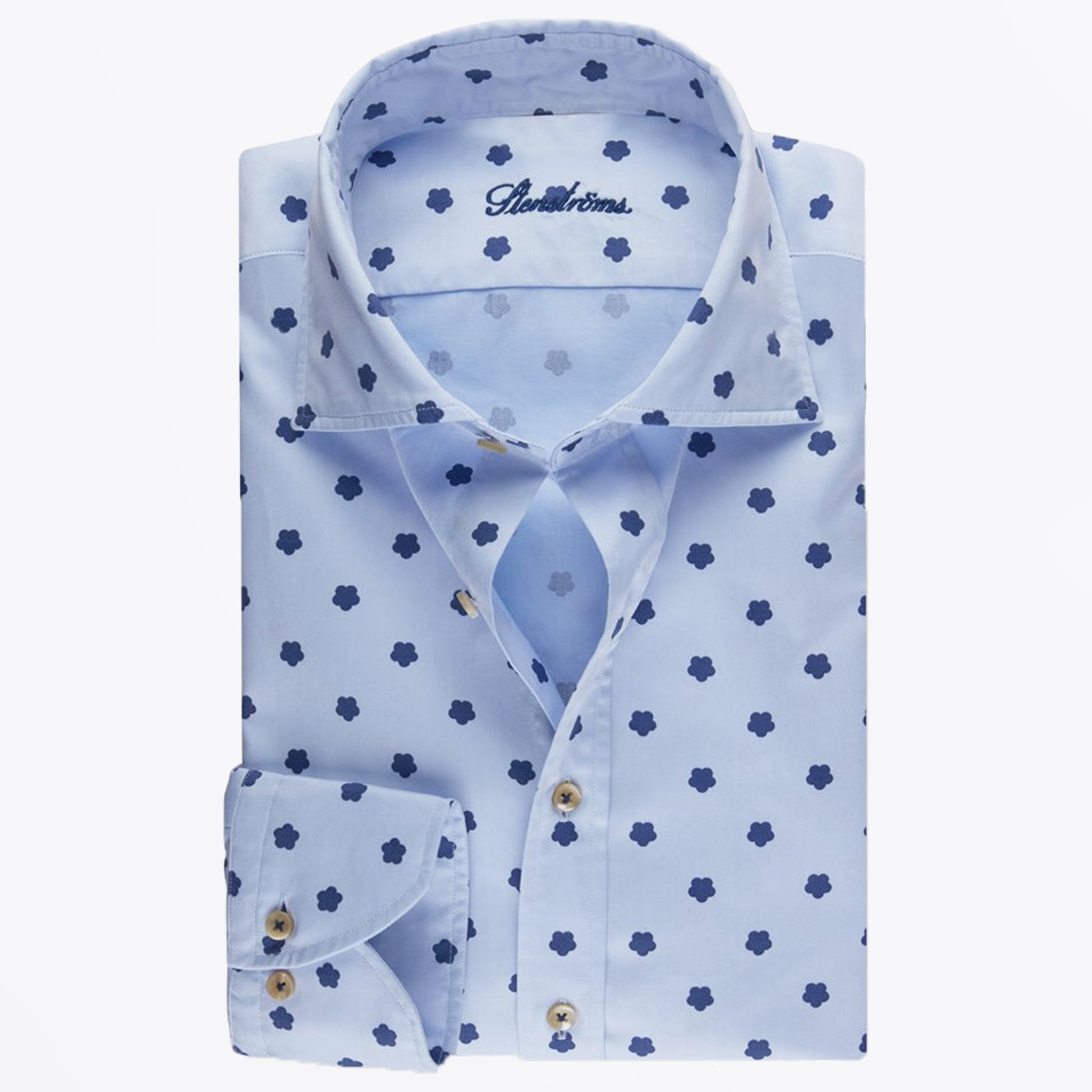 Stenstroms Fitted Body Patterned Shirt - Blue