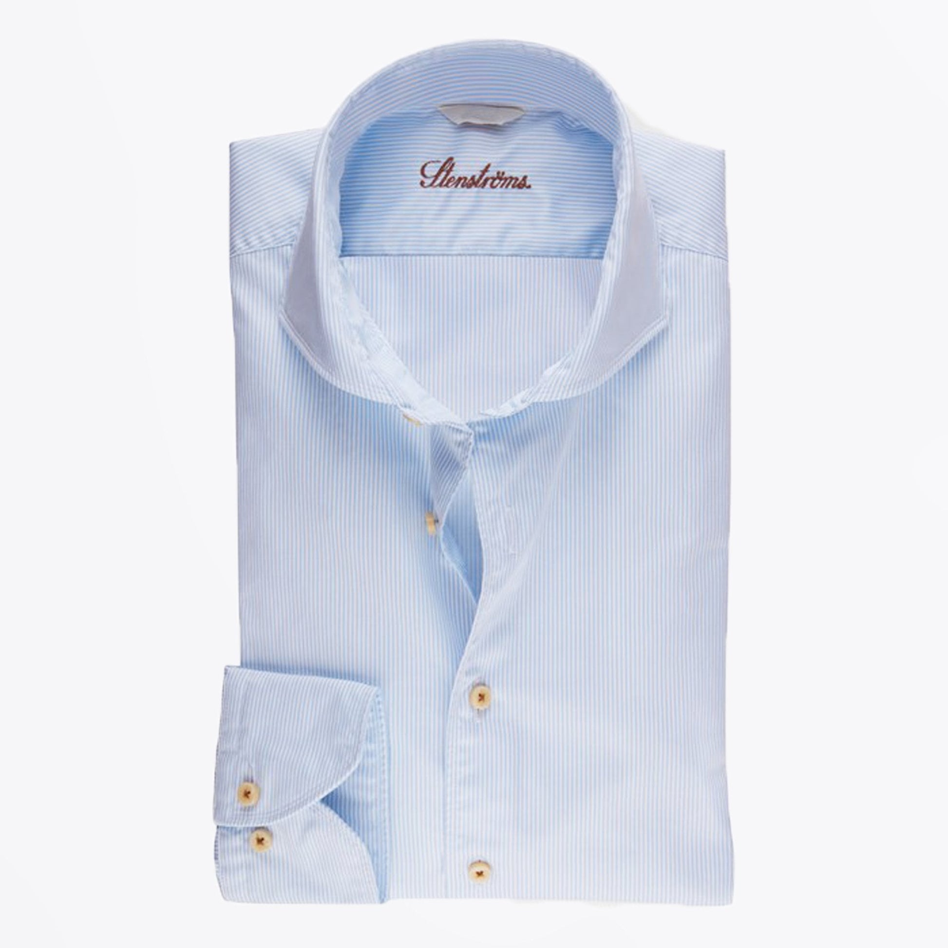 Stenstroms Fitted Body Striped Shirt - Blue