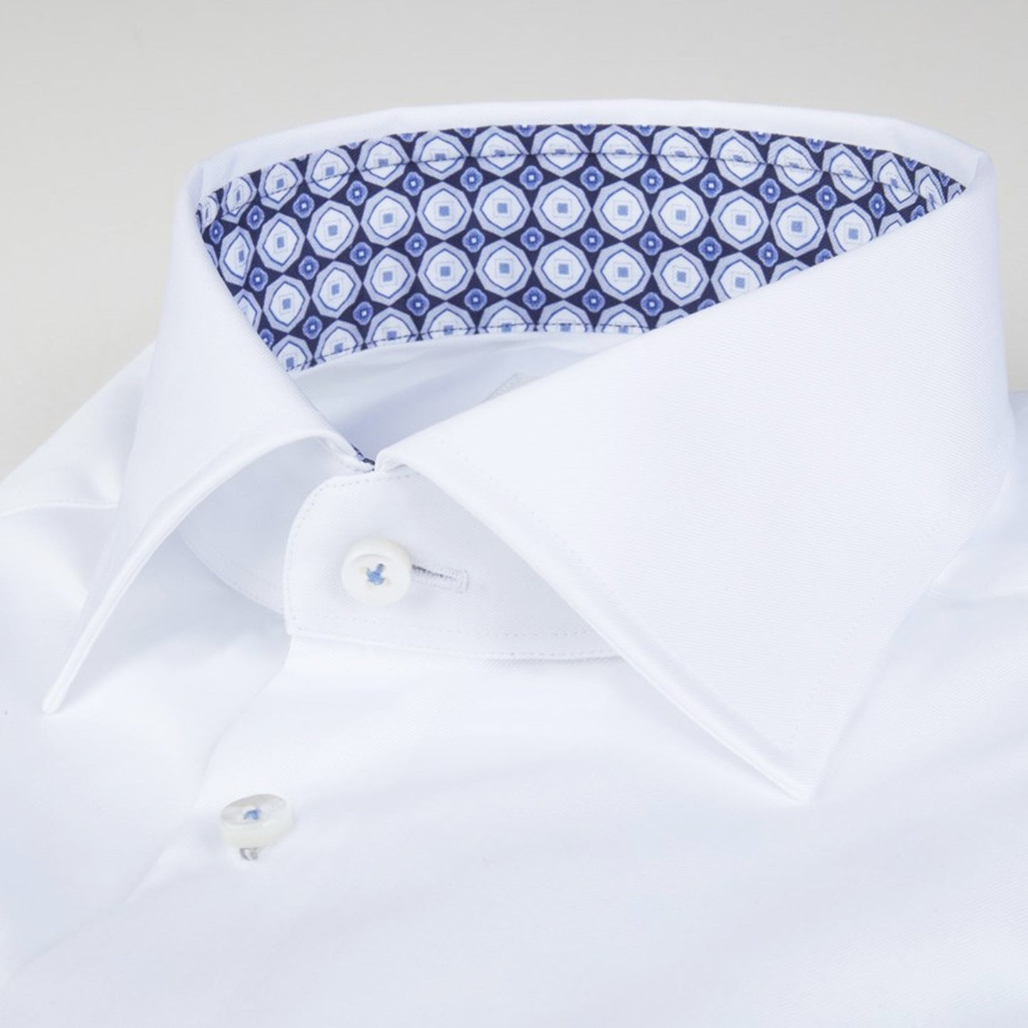 Fitted Geo Inlay Shirt - White
