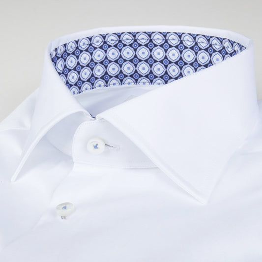 Fitted Geo Inlay Shirt - White