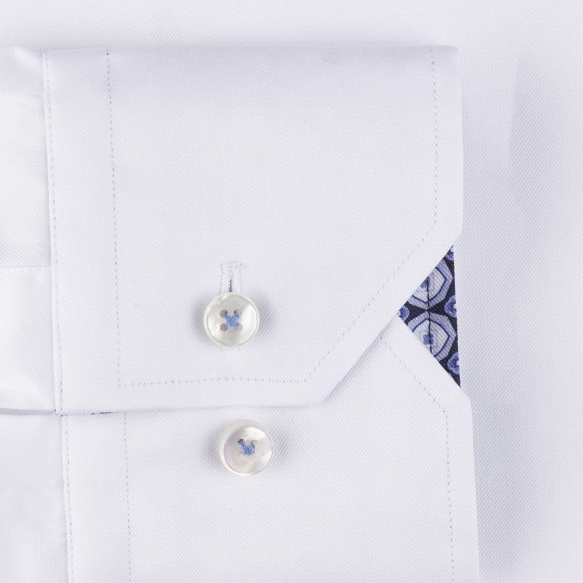 Stenstroms Fitted Geo Inlay Shirt - White