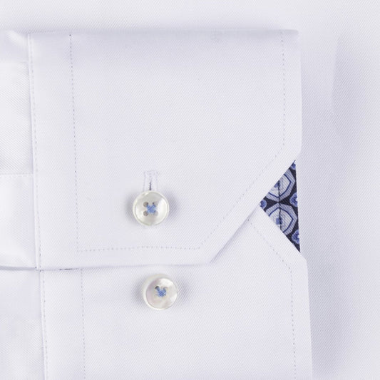 Fitted Geo Inlay Shirt - White