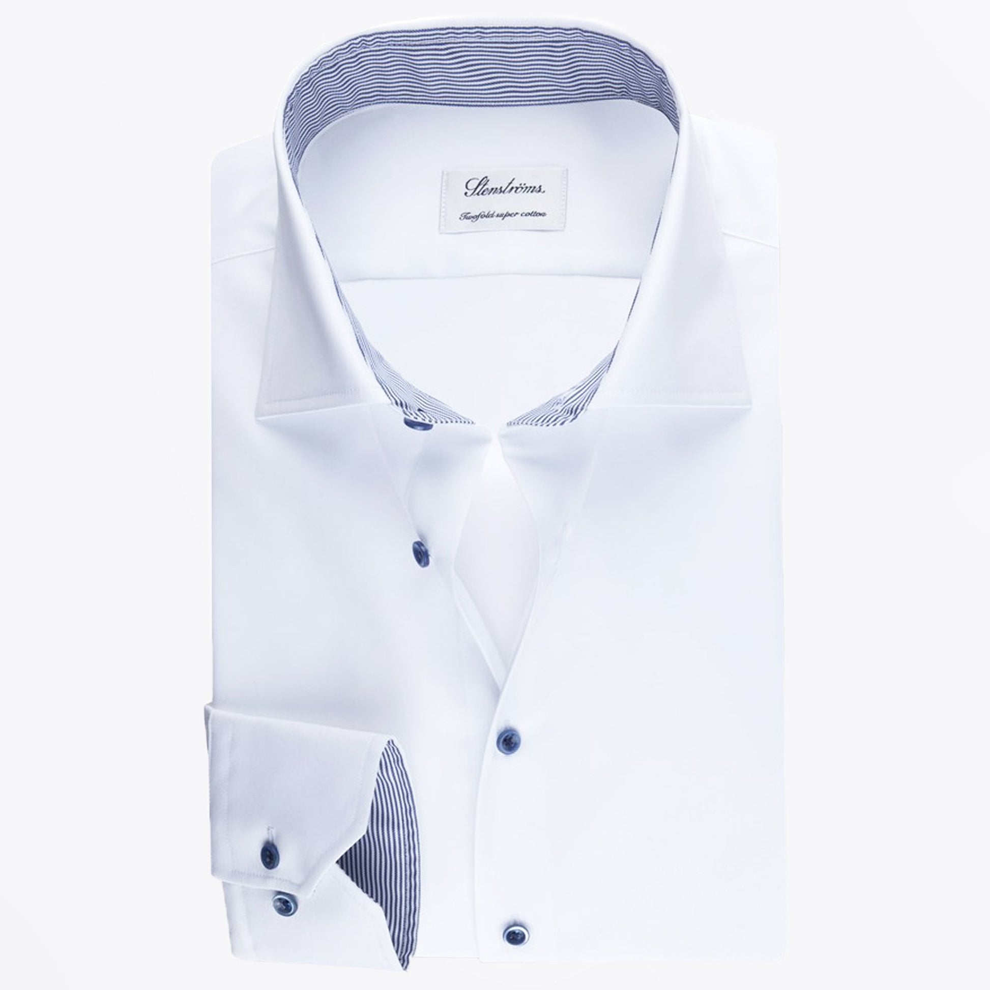 Stenstroms Fitted Stripe Inlay Shirt - White