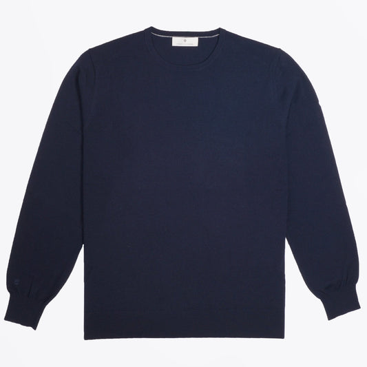 - Cashmere Blend Crew Neck Pullover - Navy