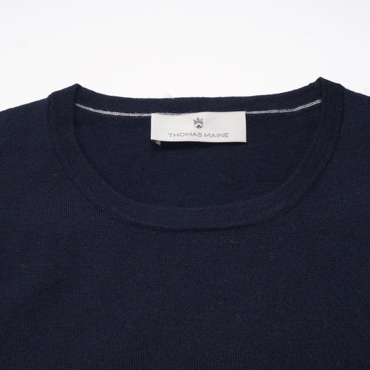 - Cashmere Blend Crew Neck Pullover - Navy
