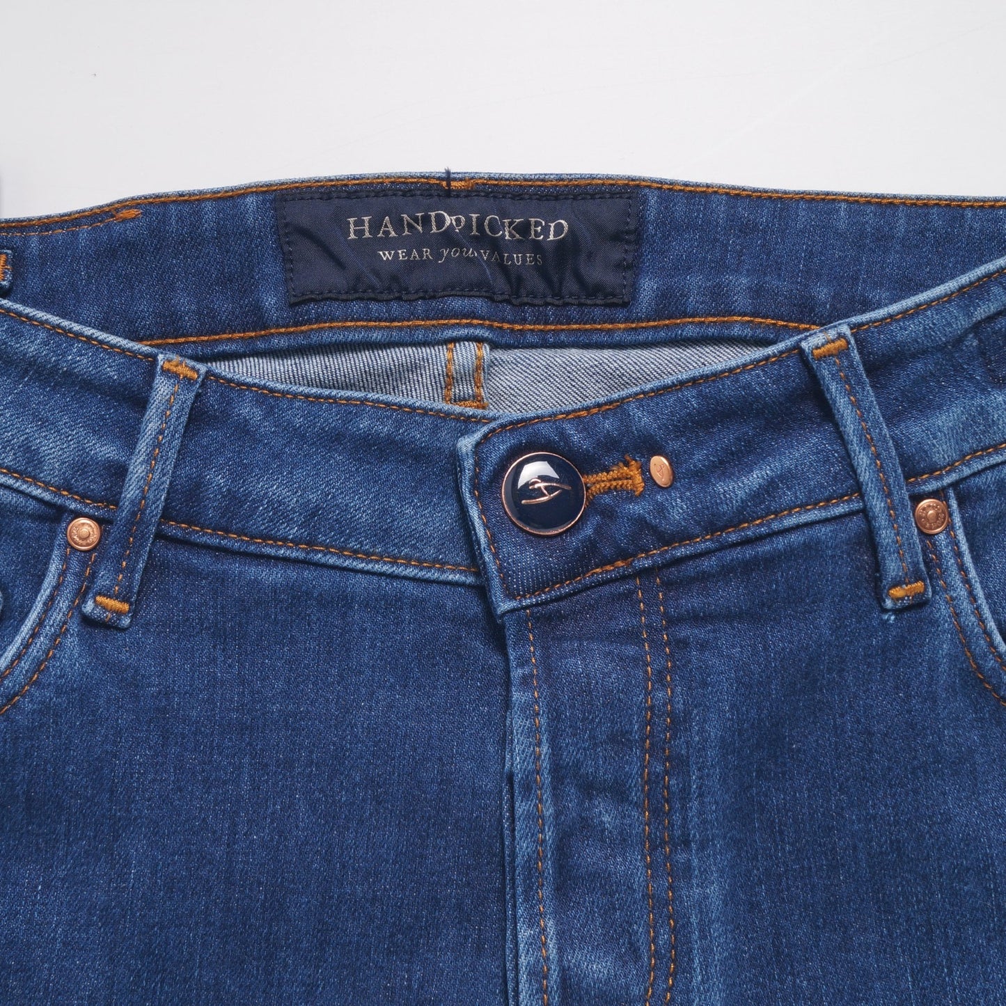- Orvieto - Comfort 5 Pocket Jeans - Mid Blue