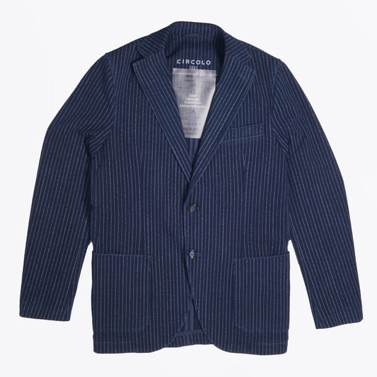 - Striped Indigo Piquet Jacket - Indigo