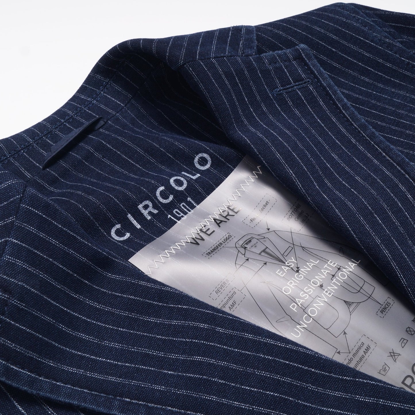 - Striped Indigo Piquet Jacket - Indigo