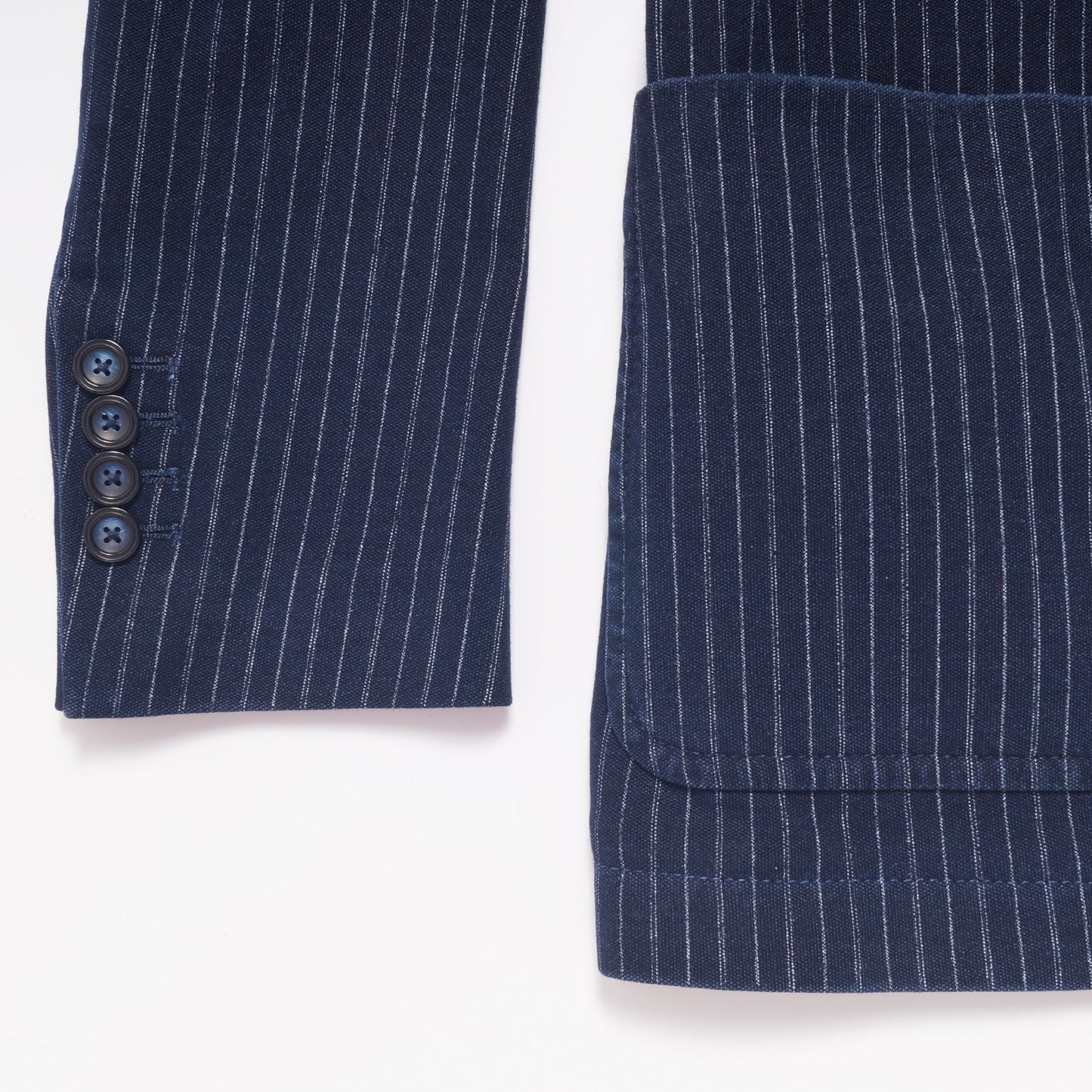 - Striped Indigo Piquet Jacket - Indigo