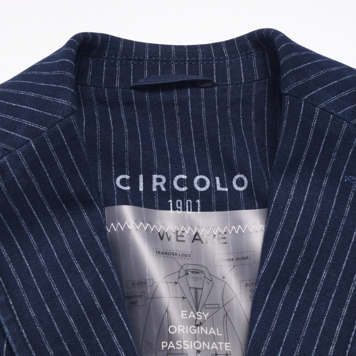 - Striped Indigo Piquet Jacket - Indigo