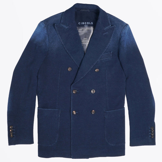 - Double Breasted Jersey Jacket - Indigo