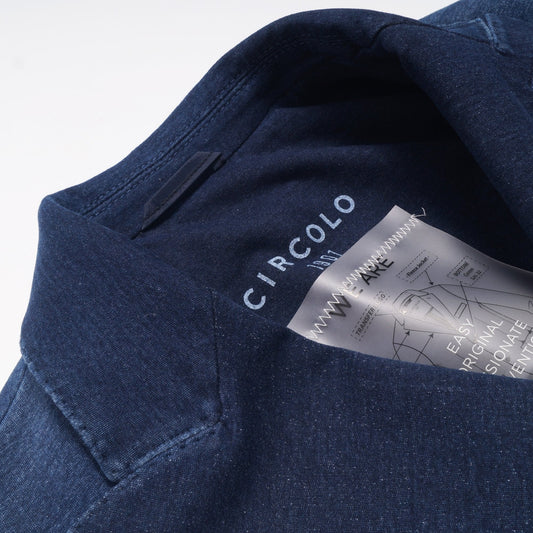 - Double Breasted Jersey Jacket - Indigo