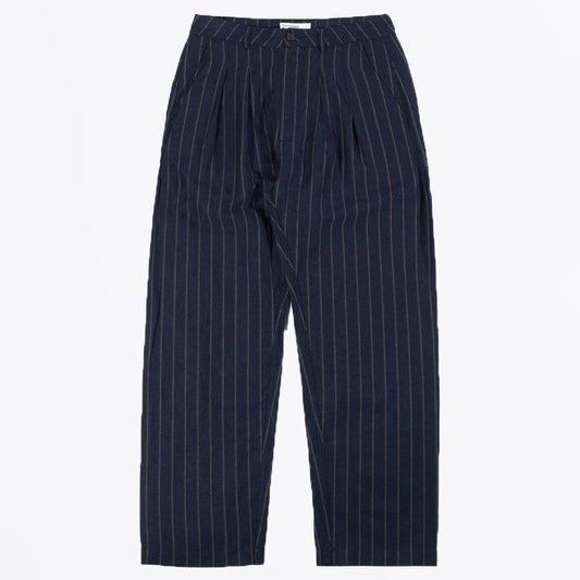 - Double Pleat Stripe Pants - Navy