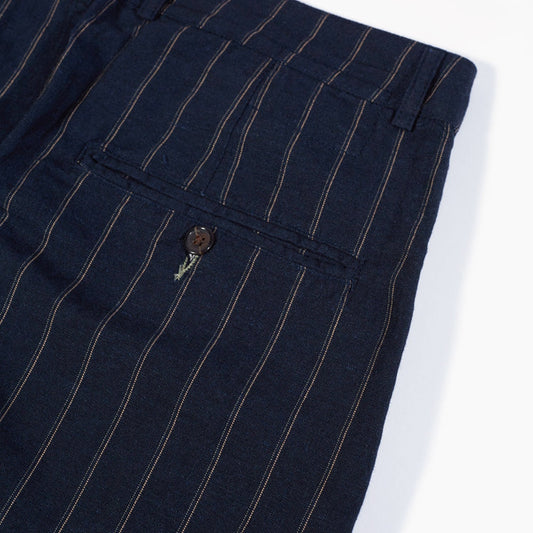 - Double Pleat Stripe Pants - Navy