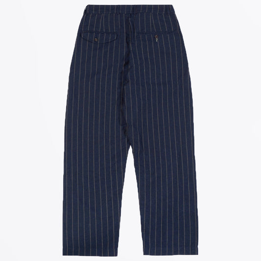 - Double Pleat Stripe Pants - Navy