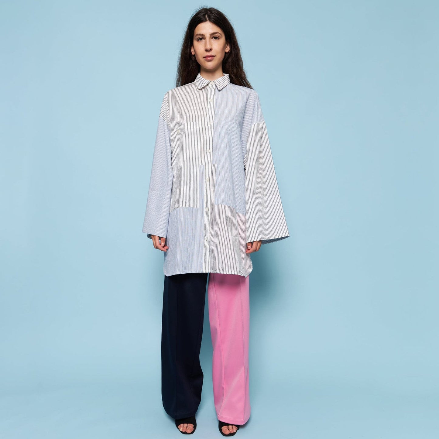 - Camillia Shirt - White Blue Stripe