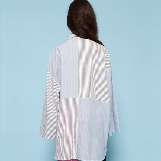 - Camillia Shirt - White Blue Stripe