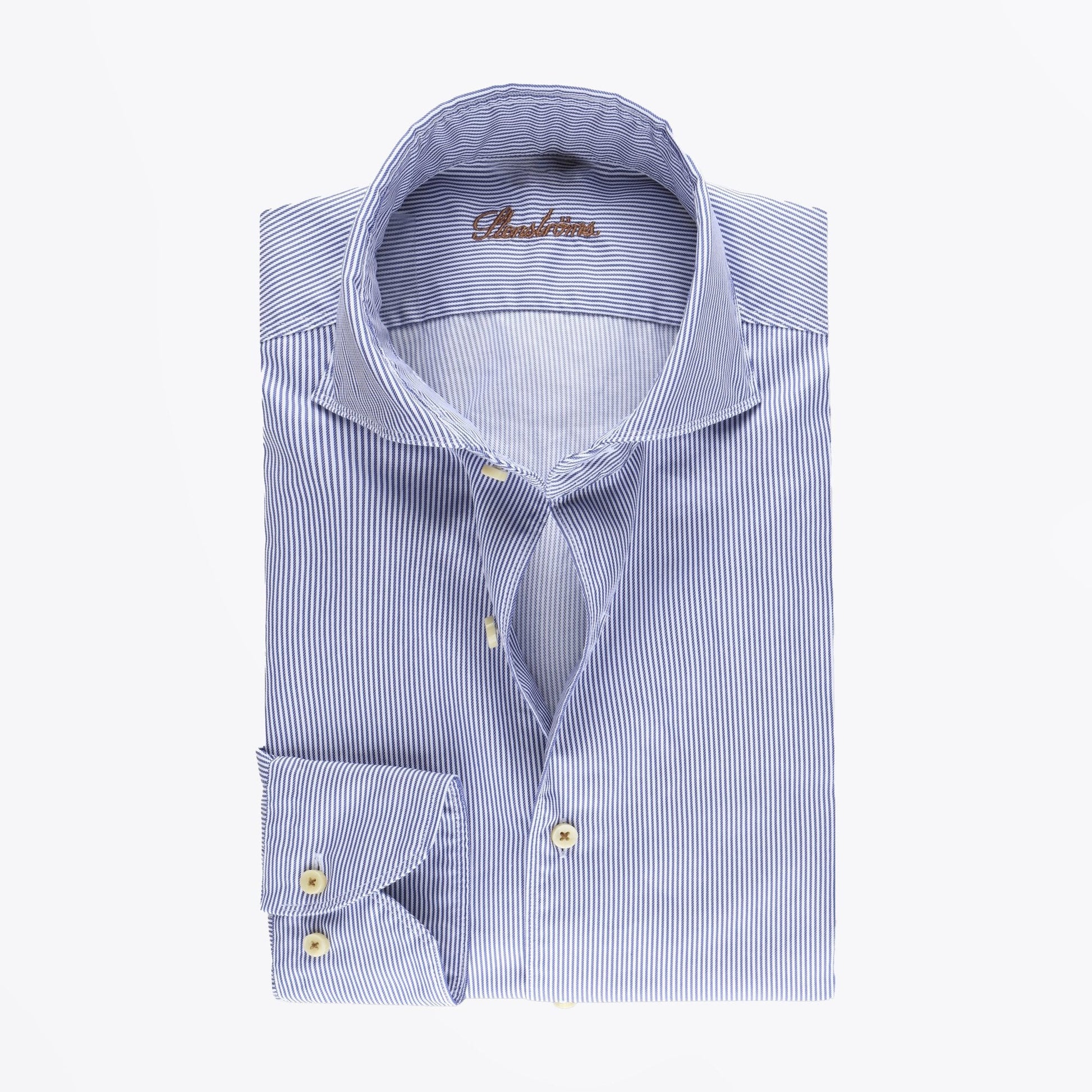 Stenstroms Fitted Body Striped Shirt - Navy