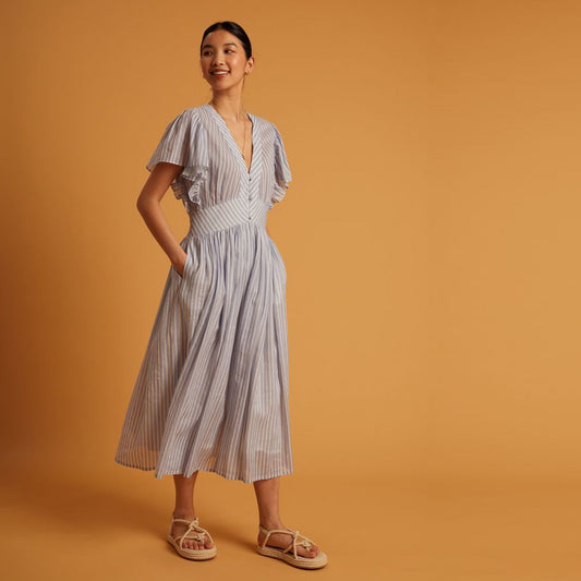 - Yael Dress - Azure/Ecru