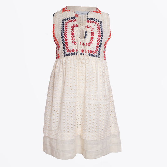- Crochet Midi Dress - White/Multi