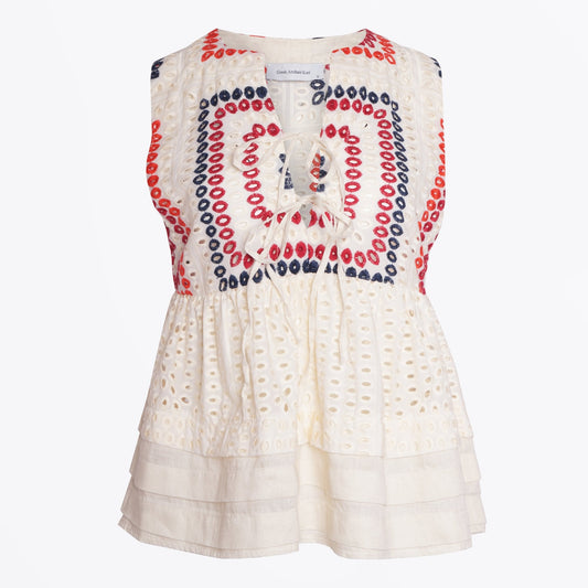 - Crochet Top - White/Multi