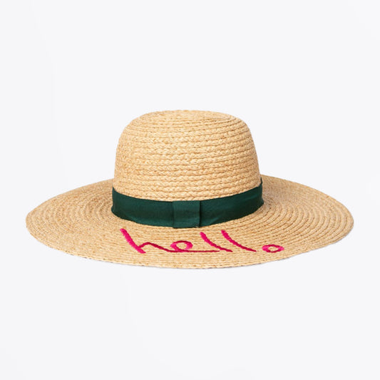 - 'Hello' Embroidered Floppy Hat -