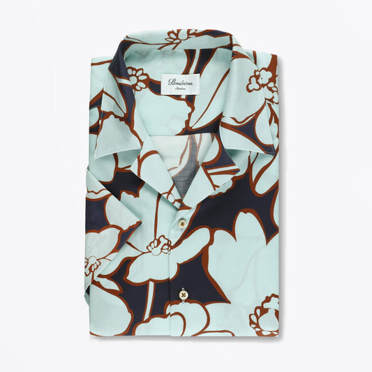 - Slimline Floral Shirt - Navy