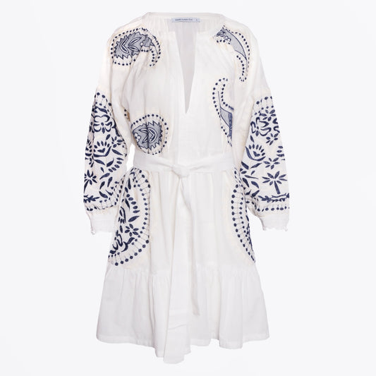 - Paisley Embroidered Dress - White