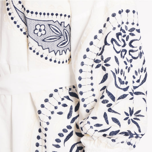 - Paisley Embroidered Dress - White