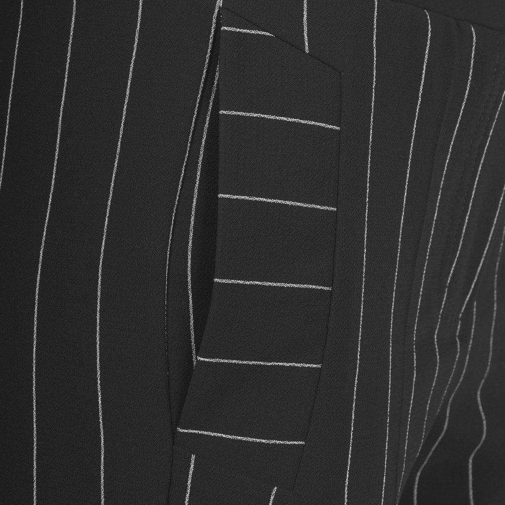 - Banded Striped Trousers - Black
