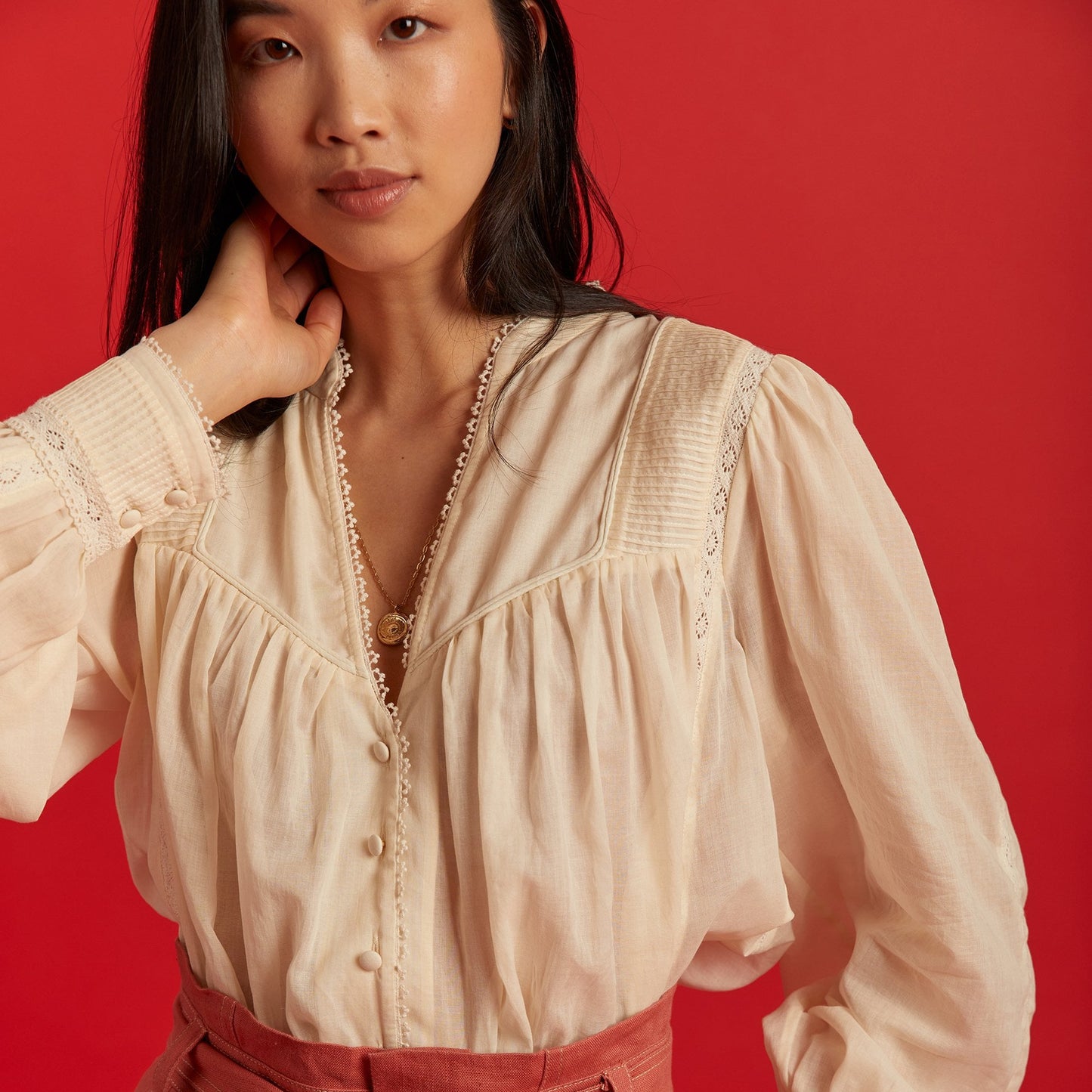 - Bastien - Lace Shirt - Ecru