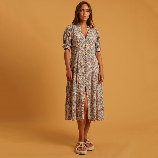 - Abilash - Floral Dress - Ecru