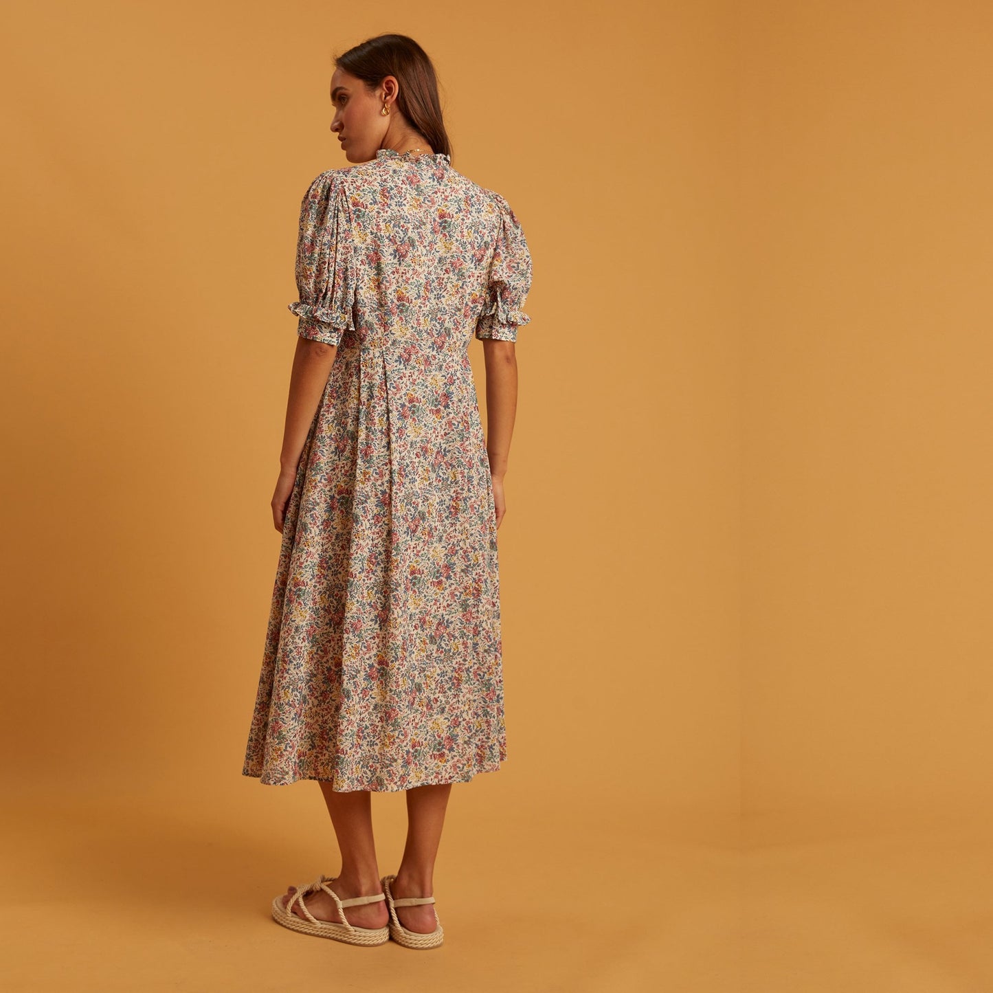 - Abilash - Floral Dress - Ecru