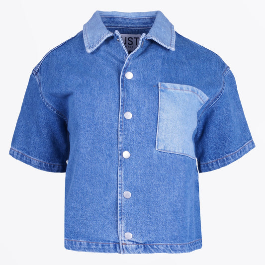 - Ace - Short Sleeve Shirt - Light Blue Denim