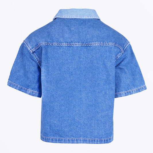 - Ace - Short Sleeve Shirt - Light Blue Denim