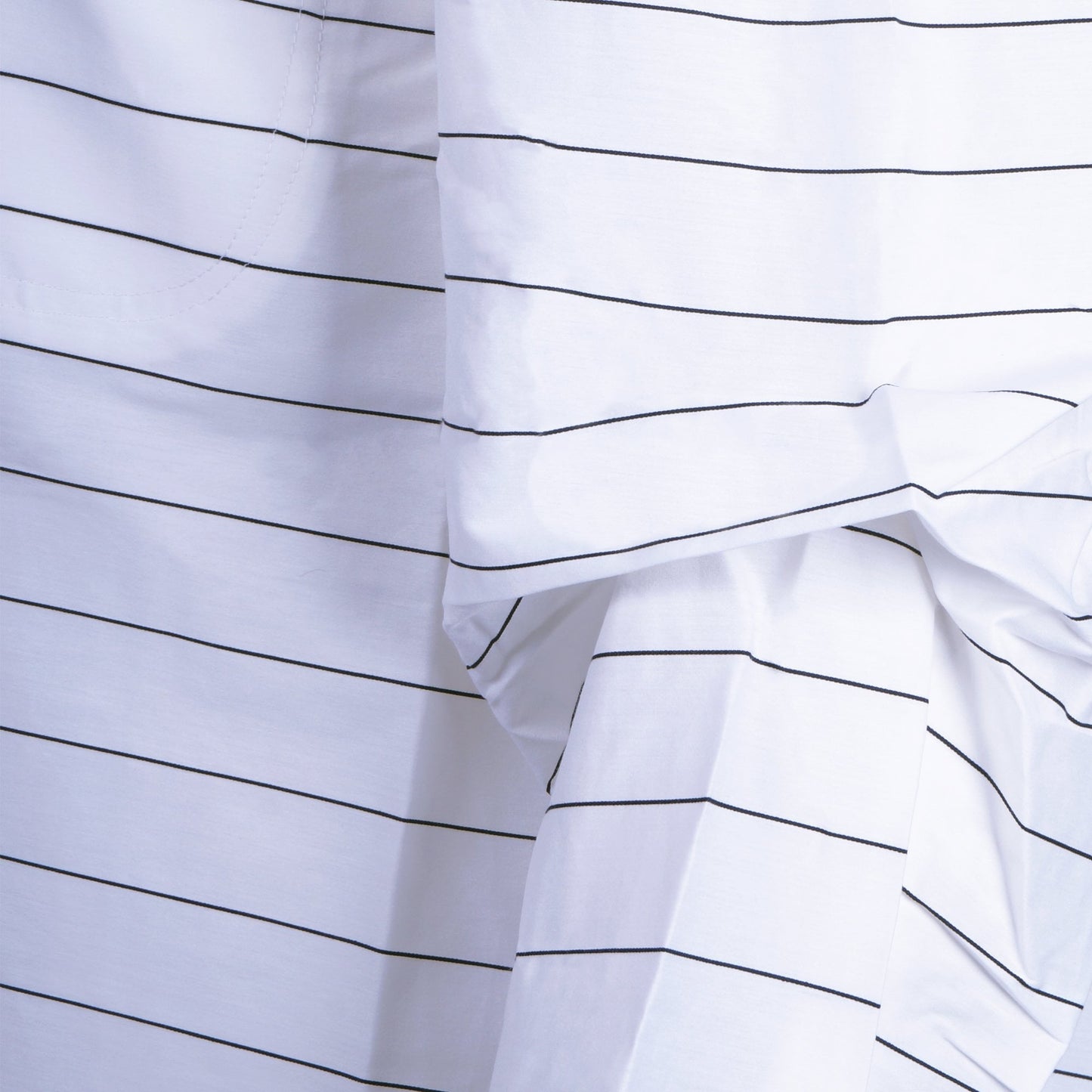 - Tucked Sleeve Striped Shirt - White/Black