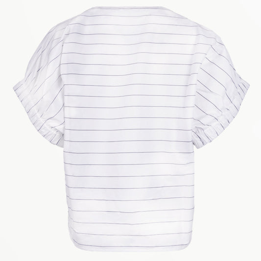 - V-neck Striped Top - White/Black