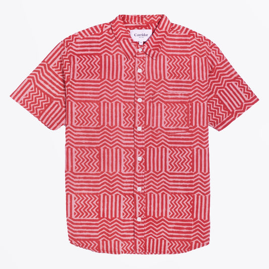 - Red Paneled Handblock - Red