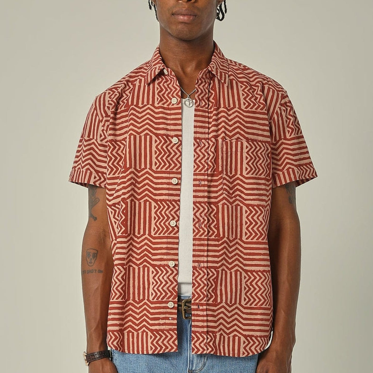 - Red Paneled Handblock - Red