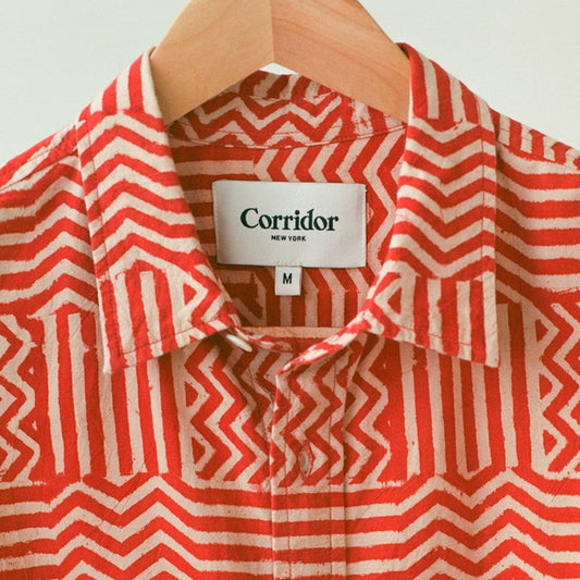 - Red Paneled Handblock - Red