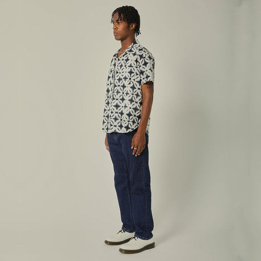 - Tie Dye Geometric Print Shirt - Black