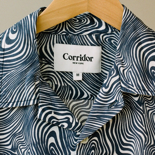 - Contours Print Shirt - Navy