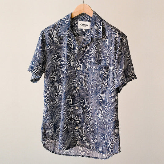 - Contours Print Shirt - Navy