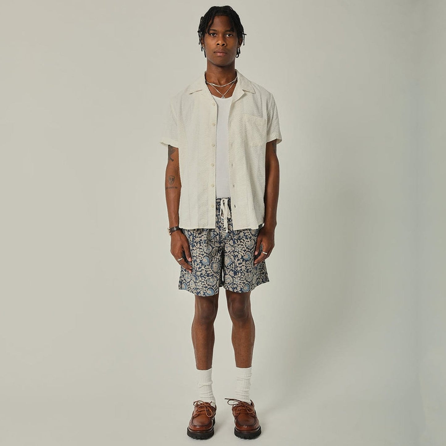 - Striped Seersucker Shirt - White