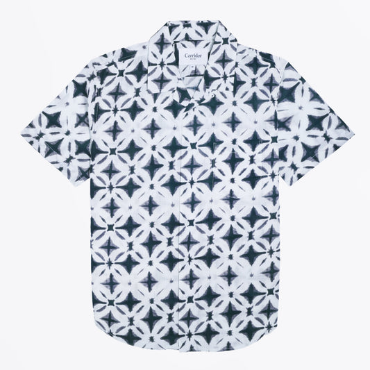 - Tie Dye Geometric Print Shirt - Black