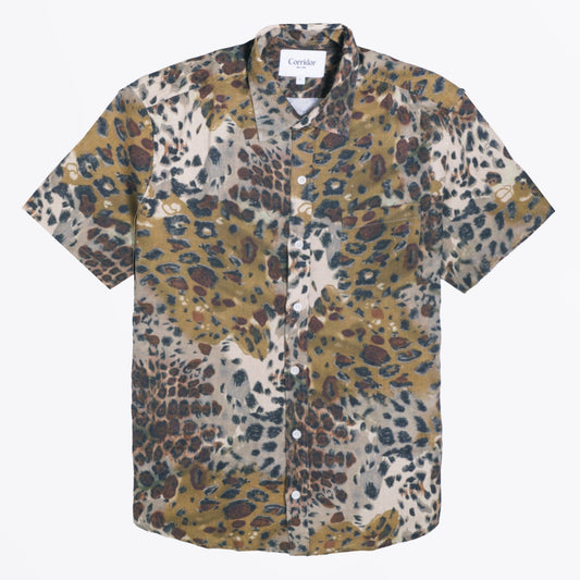 - Camo Leopard Linen Shirt - Natural